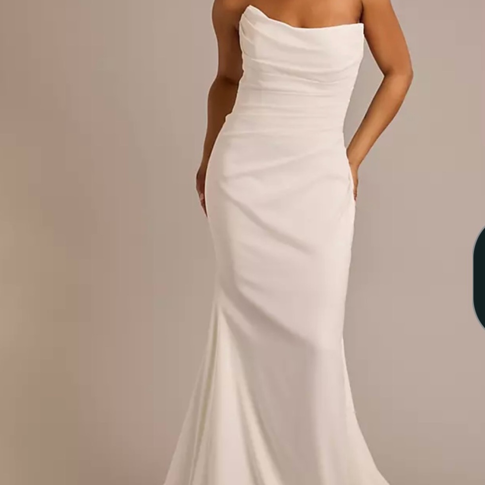 Strapless Draped Satin Mermaid Wedding Dress - Picture 3 of 4